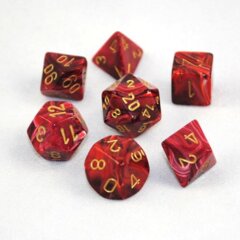 Burgandy w/gold Polyhedral 7 Dice Set - CHX27434